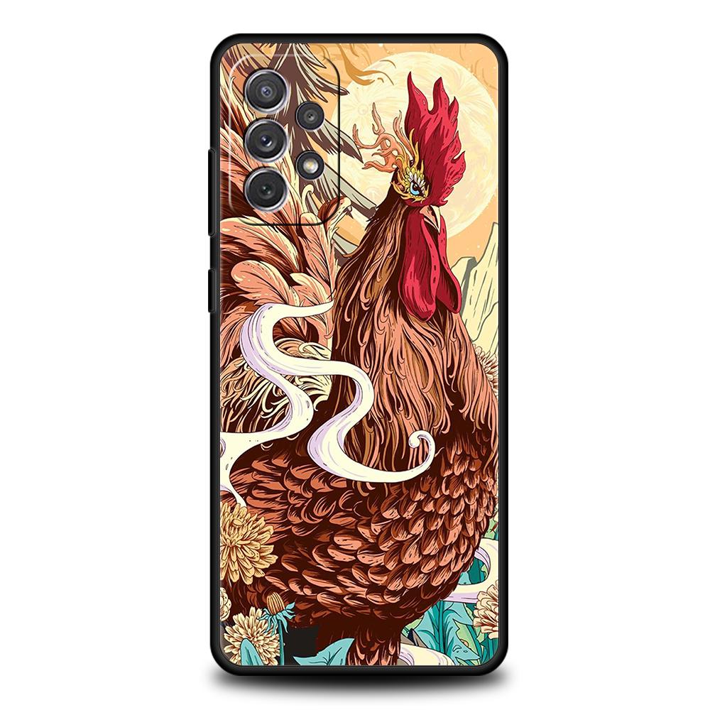 Phone Case for Samsung Galaxy A55 A53 A52 A52S A51 A41 A35 A32 A25 A23 A15 A13 A71 A72 5G Soft TPU Shell Cock Rooster Chicken