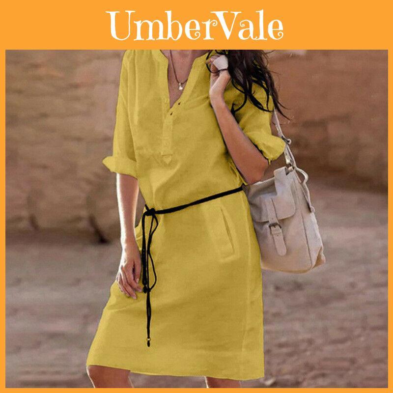 Plus Size Women Long Sleeve Shift Dress With Elegant V Neck Design For Casual Outings