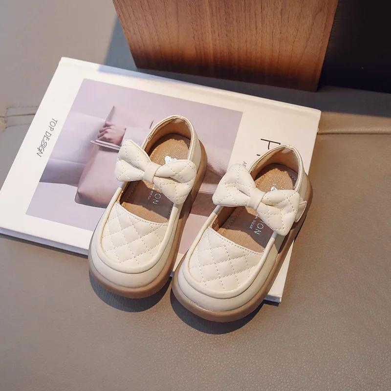 

Elegant Palid Pattern Vamp School Shoes Girls Fully Flat Heeled Little Girl mary jane Shoes Child Princess Casual Shoes G08251 22 бежевый