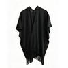 Knitted Hollow Shawl High-End Travel Cape Casual Simple Solid Color Slit Towel Play Personalized Wear