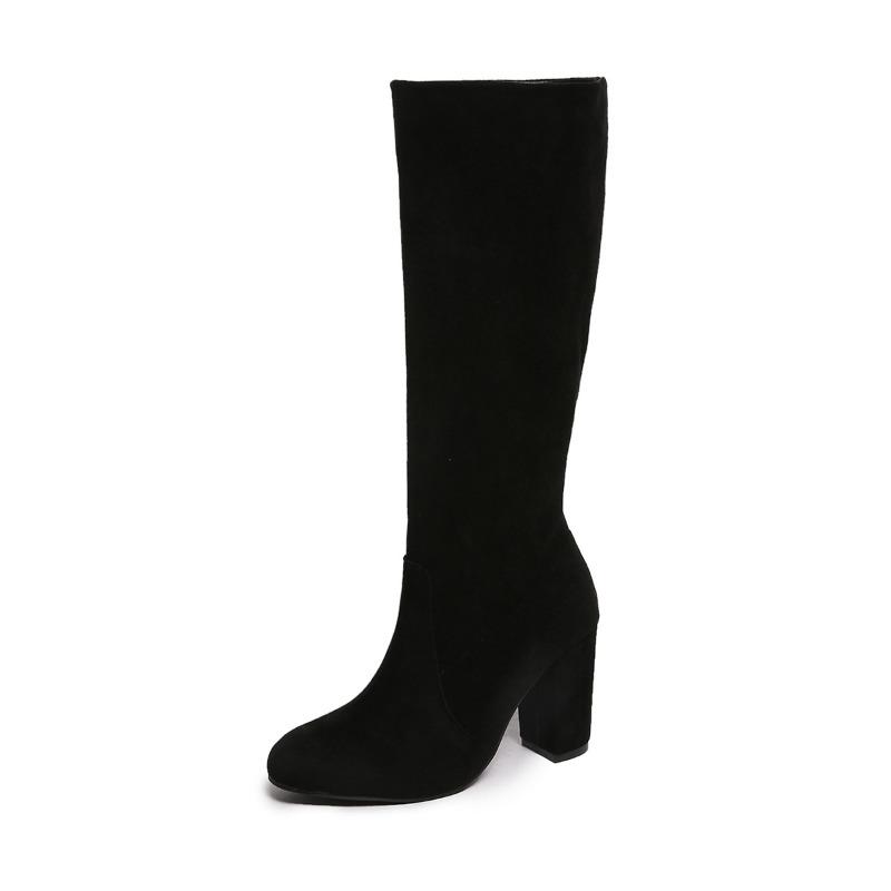 Heeled Fashion Boots 2025 Winter New Plus-size Block-heeled Sleeve Western Boots