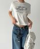 THE GREEN LAB Lettering Symbol Crop Short Sleeve T-Shirt [Ivory/Clover]