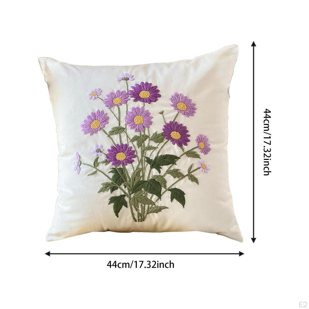 Embroidery Pillow Cover Kit Cross Semi Finished Home Decor 17.32 Inchx17.32 Inch for Office