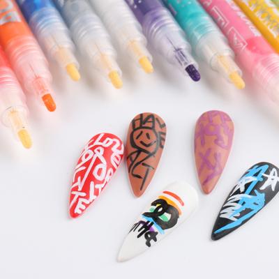 12Pcs Nagel 12 Stifte Zeichnung wasserdicht glatte Malerei DIY Handwerk Farben Nail Art Zeichnung Marker