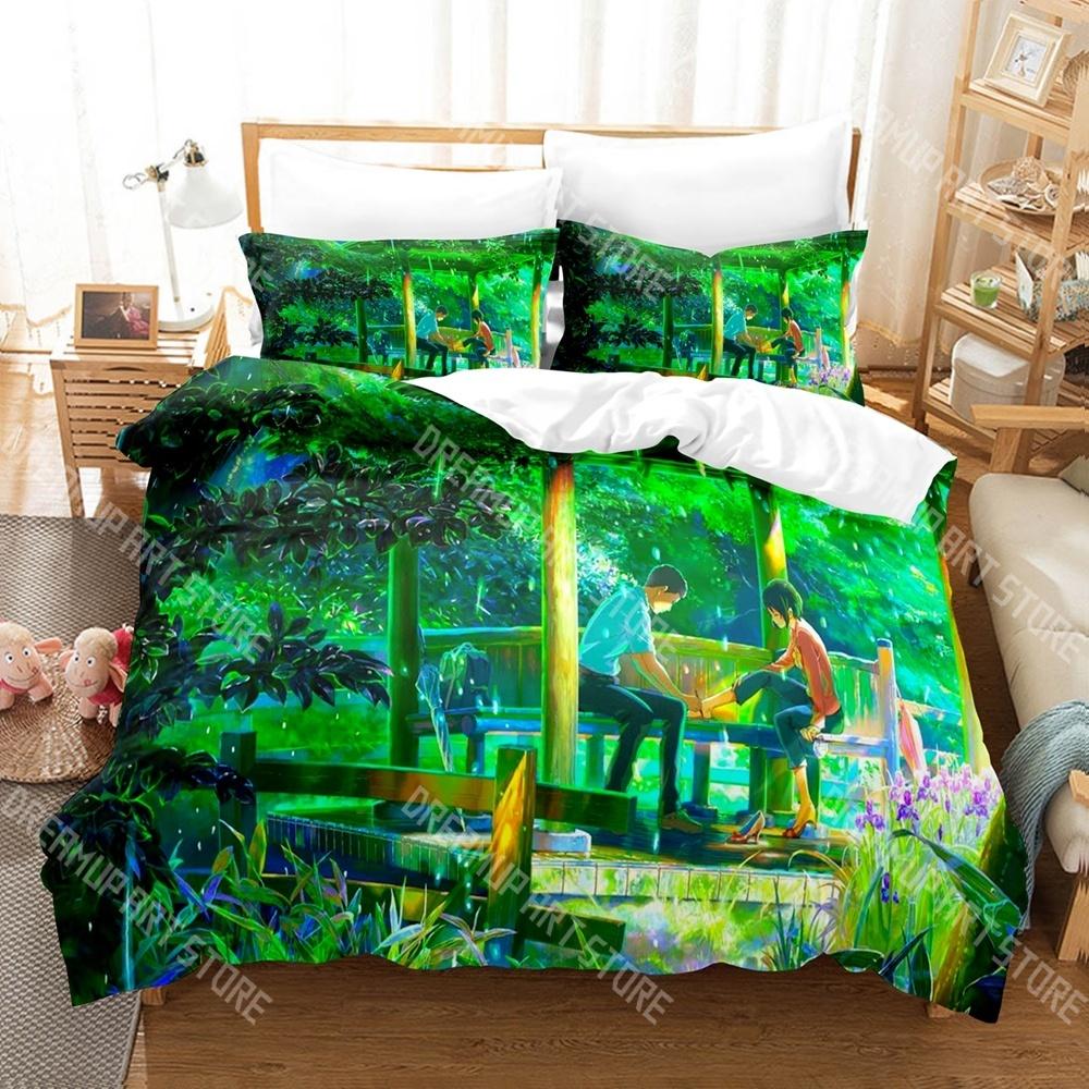 Fashion The Garden Of Words Bedding Set Single Twin Full Queen King Size Bed Set Kids Bedroom Duvetcover Sets Bed Sheet Set