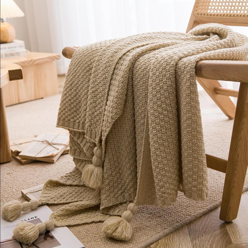 Handmade Tassel Blanket - Cozy Internet Style Sofa Throw, Perfect for Office or Bed