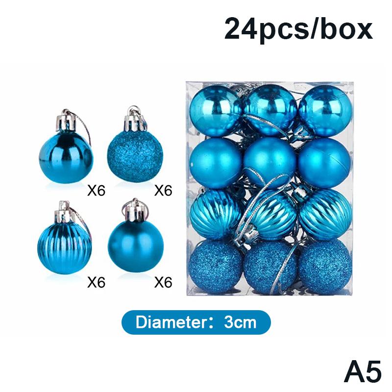 24 Pcs 3Cm Christmas Balls Set Xmas Tree Hanging Pendant Christmas Decoration Home Party Hanging Ornament New Year Decoration
