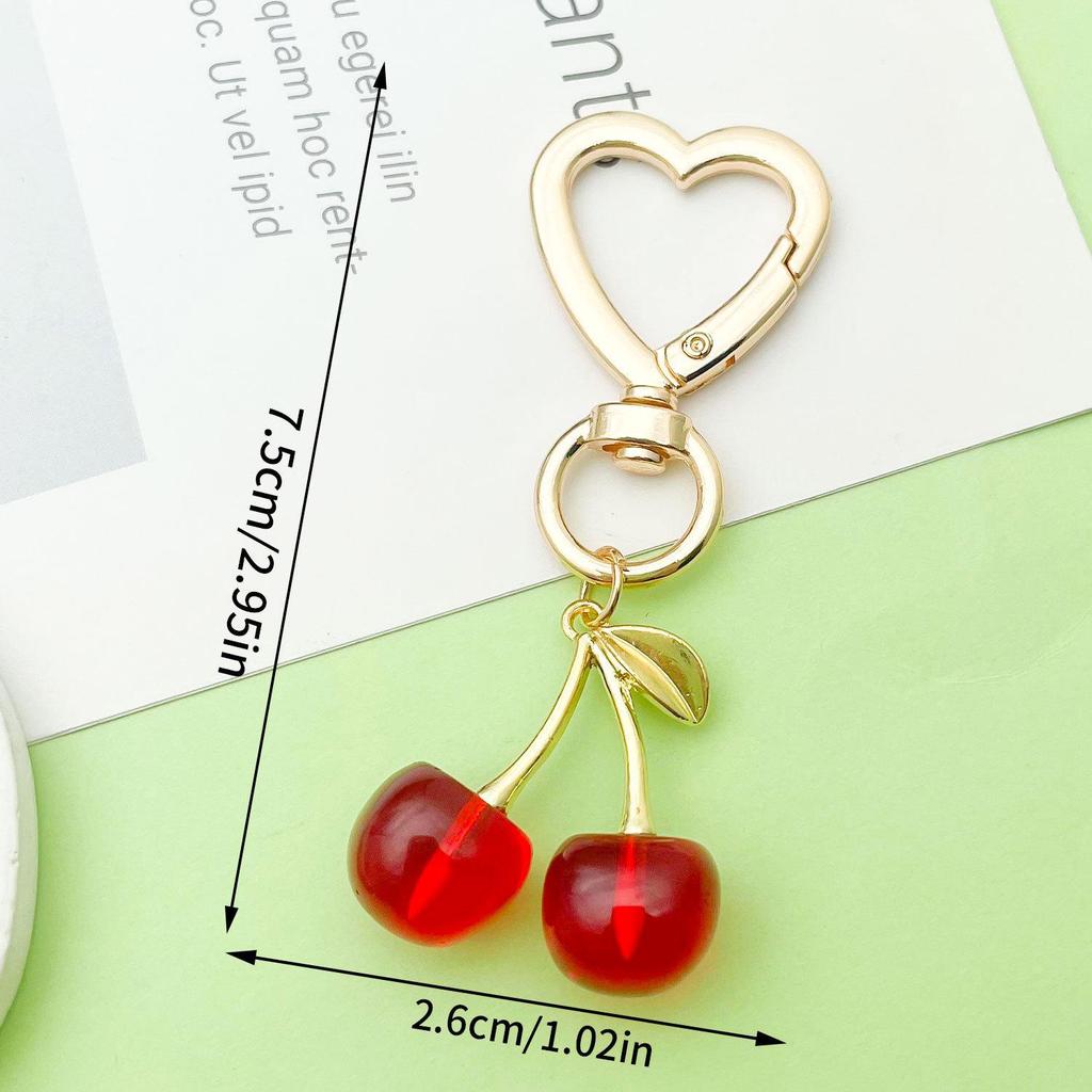 Red Cherry Pearl Resin Keychain Pendant