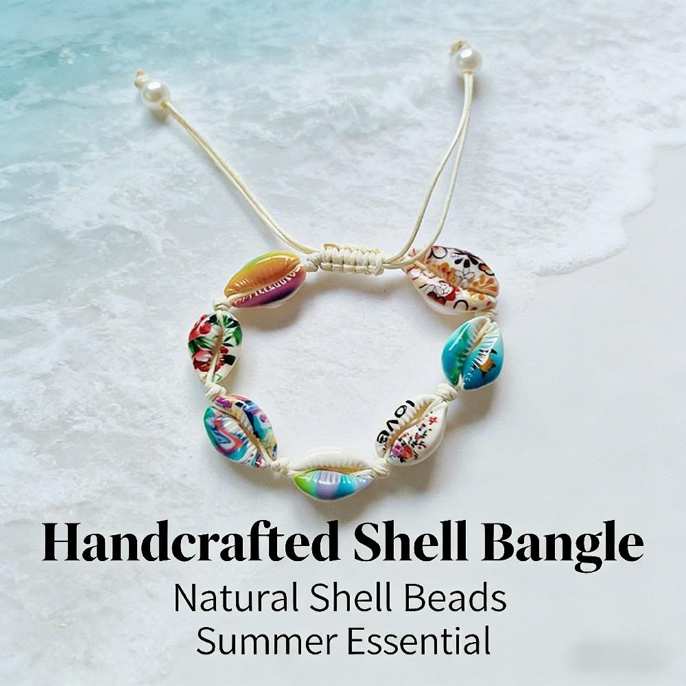 Handgefertigte verstellbare Muschelarmbänder für Damen, Vintage gewebter Sommer-Strandschmuck, Mode lässiges böhmisches Armband Geschenke