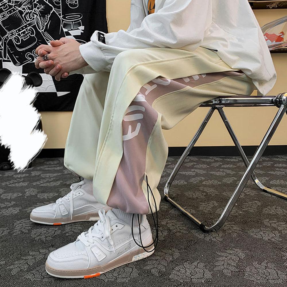 Dámské Letter Print Hedvábné Cargo Basketbalové kalhoty Muži Letní Šňůrka Běžné Y2K Baggy Kalhoty Streetwear Gym Sport Homme 2023
