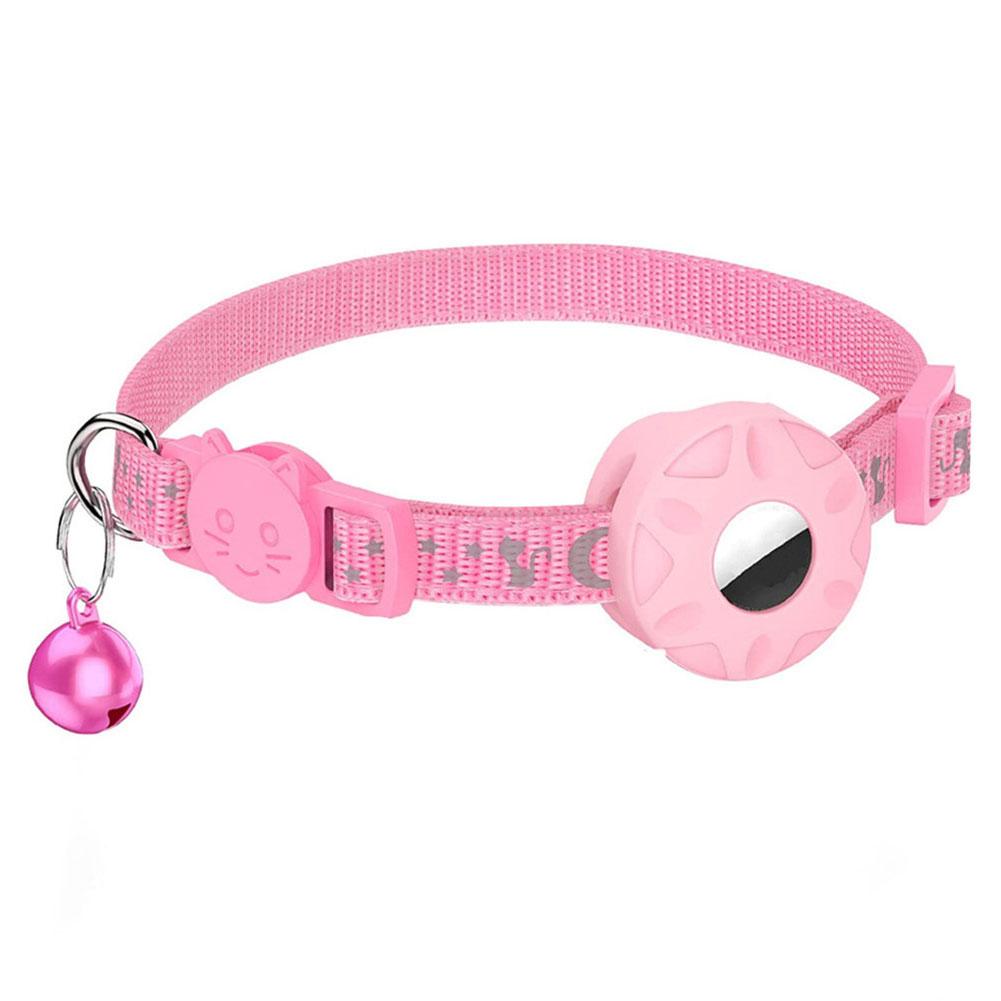

Регулируемый ошейник против потери, светоотражающий, со звездами и луной, кошачий/собачий ошейник, ошейник для питомца с AirTag и колокольчиком, милый ошейник для позиционирования питомца/кошки с AirTag, ошейник для питомца розовый