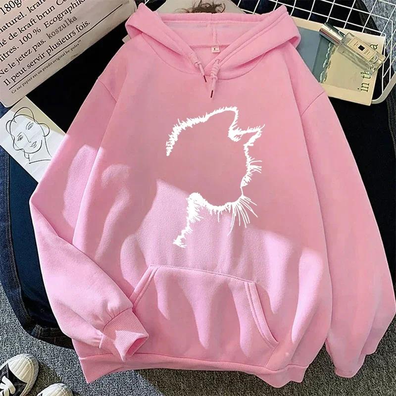 Men's Hooded Sweatshirt Beautiful Cat Patterned Long Sleeved Sweatshirt Warm and Comfortable Loose Fitting Home Sweatshirt Daily
