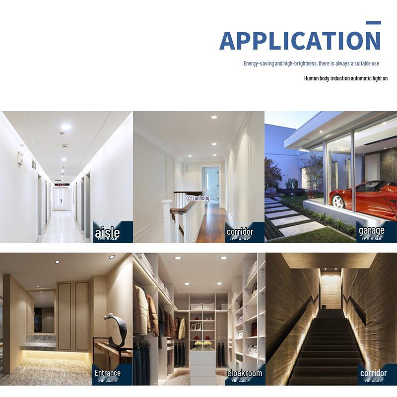 Infrared Motion Sensor Recessed Downlight with Sound Control, 3-inch Ceiling, 4-inch Cut-out Spotlight for Aisles.