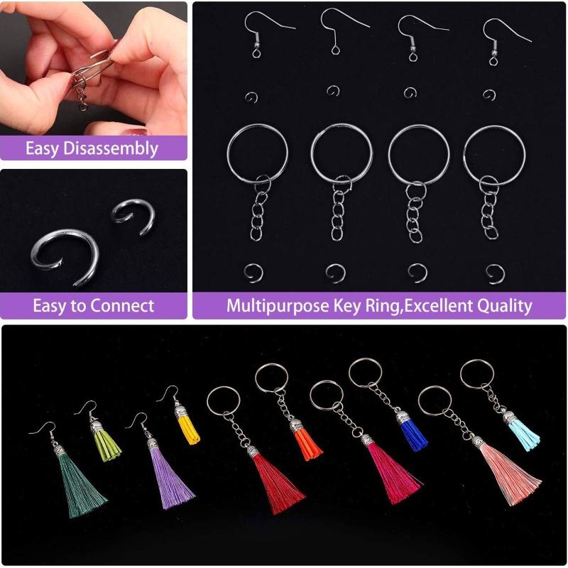Tassels for Jewelry Making 48 pcs Leather Tassel Keychain Charms Bulk with 96pcs Jump Rings for Earrings for Key Chain C