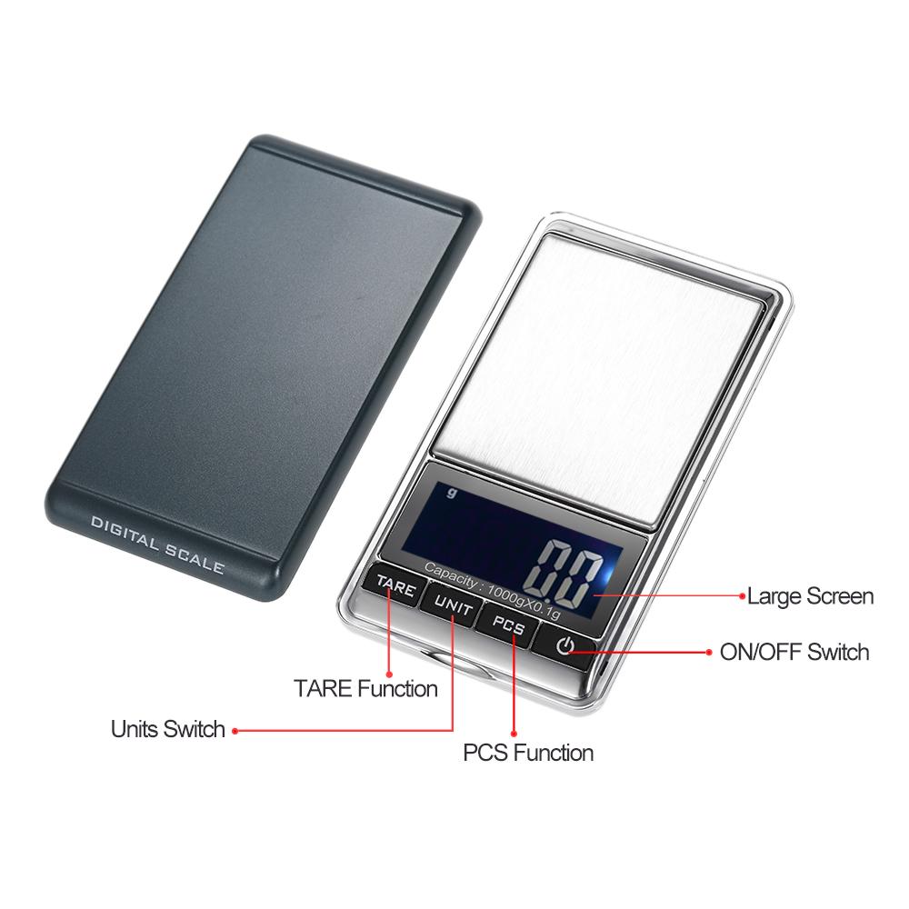 1000g x0,1g Mini Digital Fickvåg Guldvåg Juvelerarvåg Finvåg DE