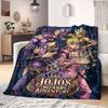 JoJo's Bizarre Adventure Flanelldecke mit Aufdruck, Bettwäsche im Cartoon-Design für Sofa, Gemütliche Heimdekoration, Reise-Picknick-Decke_LIAN
