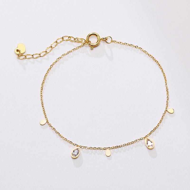 Vnox Elegant Women's Thin Chain Bracelets, Bling CZ Stone Charms Wristband Temperament Jewelry,Length Adjustable