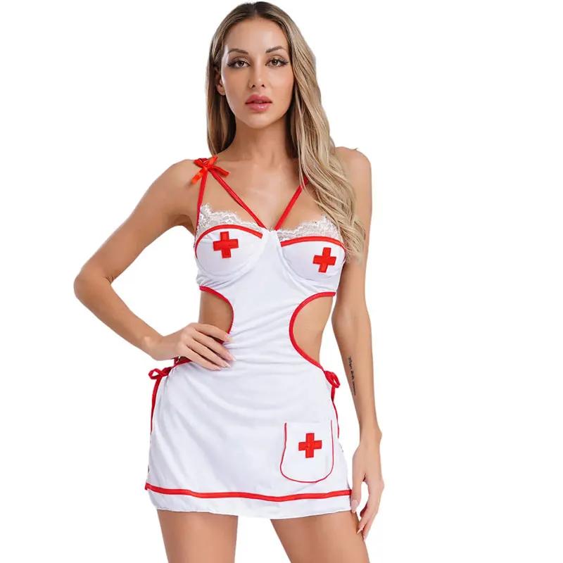 Sexy Nurse Uniform Set Erotic Underwear Temptation Nightclub Costume  Women Backless Dress Sexy Adult Outfits