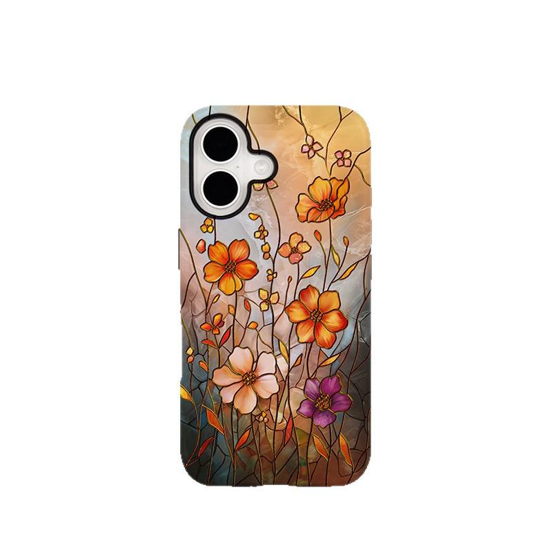 

Orange Marble Flower Case: Compatible with Apple 17 & Samsung S26 iPhone XR