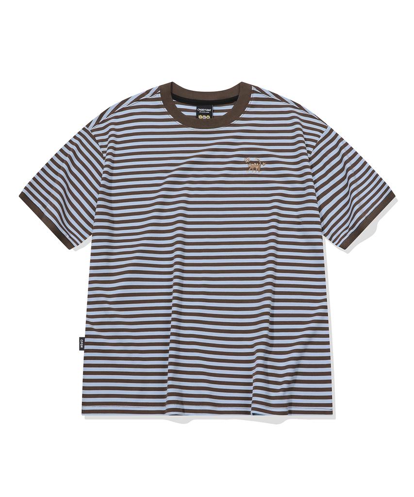 CPGN STUDIO Katze Streifen Ringer Tee Braun
