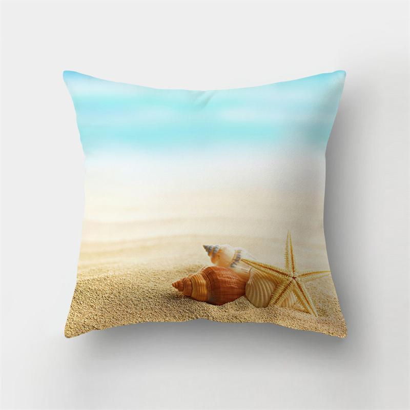 Summer Ocean Beach Scenery Imprimare Model Husă de pernă Acasă Living Room Decorare canapea Pernă pătrată Husă de pernă 40X40CM