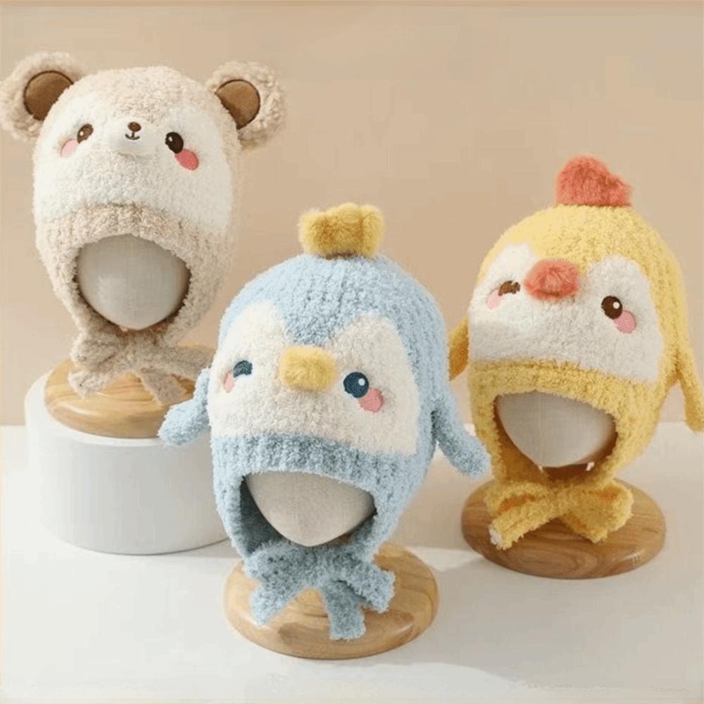 Cartoon Kids Earflap Beanie Thick Plush Lined Infant Winter Cap Toddler Warm Hat Cold Weather