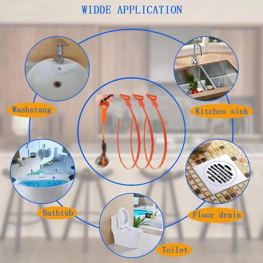 50PC Hair Drain Clog Remover Cleaning Tool Kitchen Pipe Unclogging Hook Sewer Toilet Unclogger Sink Anti-Clogging Cleaning Hook