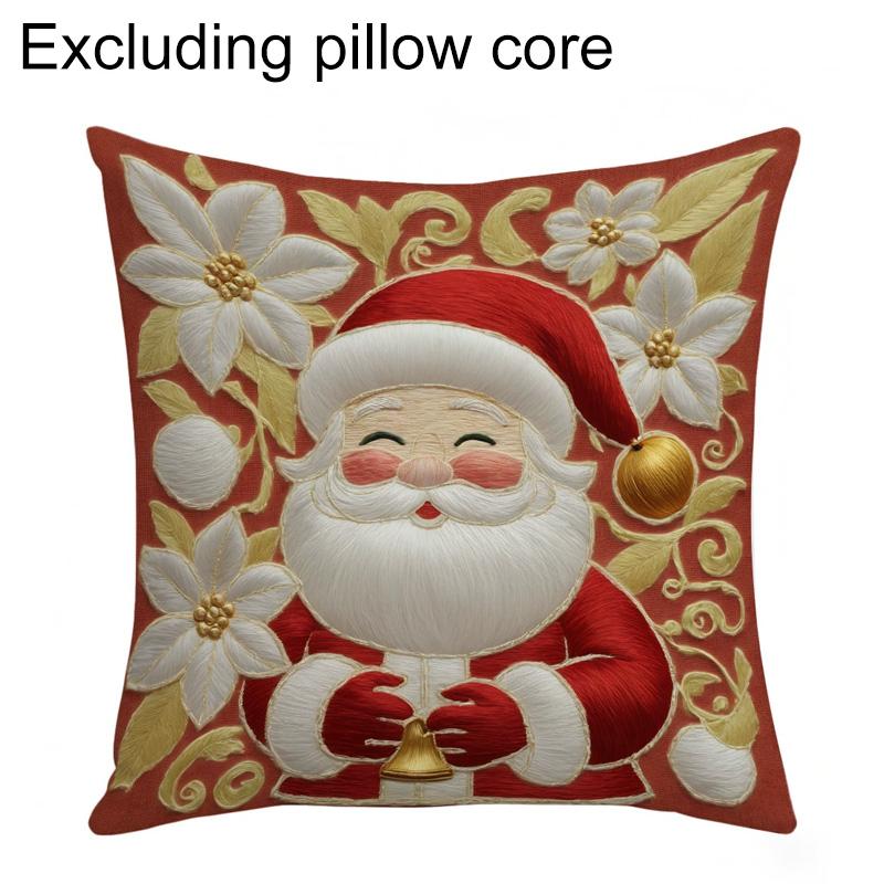 1/4pcs Cushion Cover New Year 2026 Linen Pillow Cases 45*45CM Pillowcase Single-Sided Excludes Inserts 2D Christmas Xmas Gifts