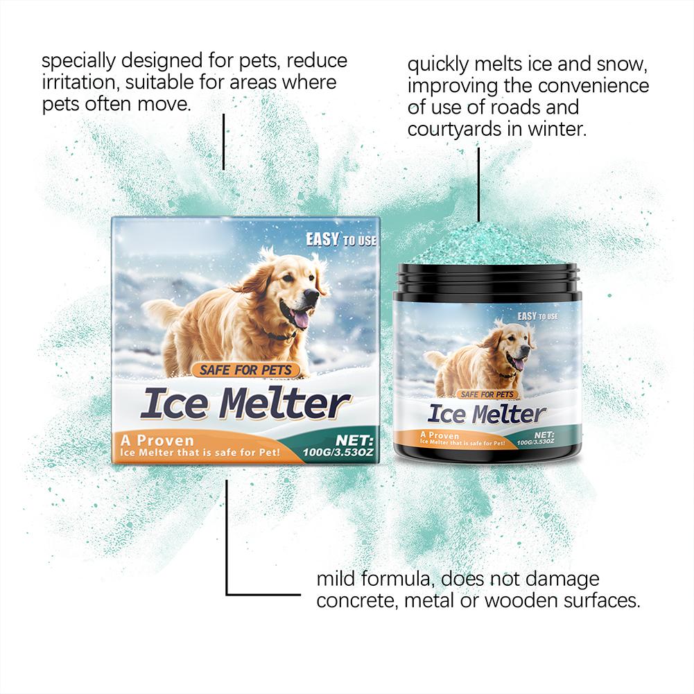 100g Pet Ice Melt Pet Friendly Ice Melter Safe For Paws Concrete Street Snow Melting Non Irritating Sodium Chloride Outdoor Tool