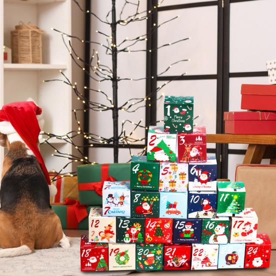 24 ks Vánoční adventní kalendář krabičky kartonové s čísly krabičky na cukroví DIY 24 dní odpočítávání dárek slavnostní dekorace
