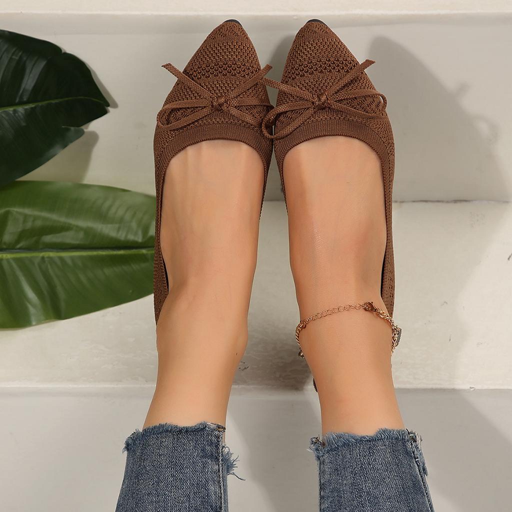 New Type of Women's Knitted Flat Shoes with A Shallow Mouth and Flying Woven Shoes