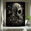 Halloween Skull And Flower Shower Curtain Set - 12 Hooks, Water-Resistant Polyester, All-Season, Abstract Pattern, Horror Theme