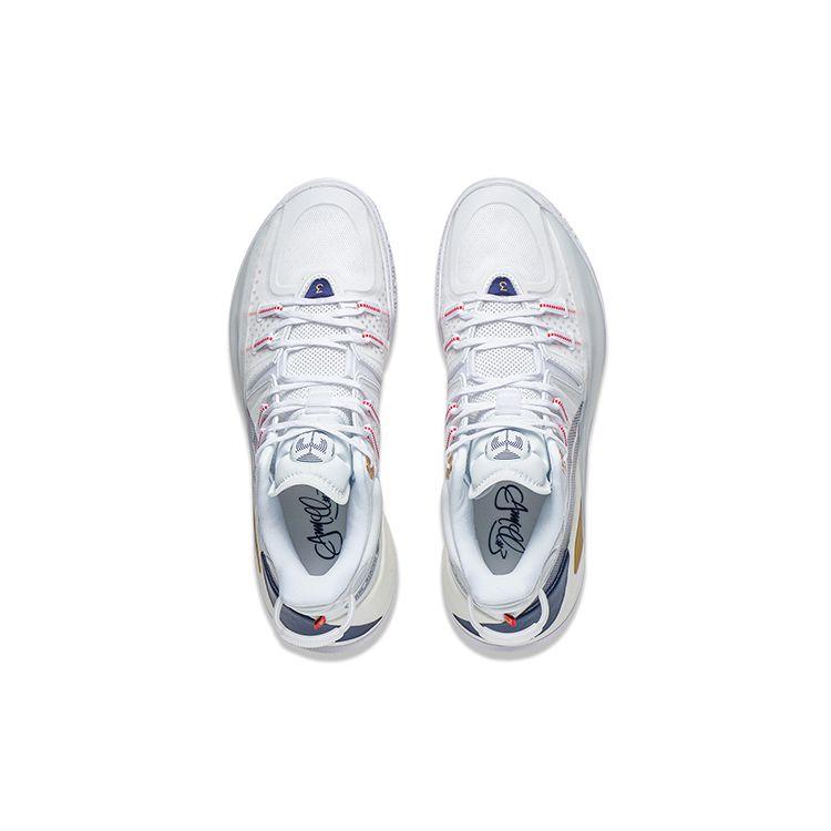 Li Ning CJ-2 Home Court Fabric Synthetic Leather Shock Absorption Non-Slip Wear-Resistant Low-Top Basketball Shoes Men Sneaker White Blue ABAS001-2