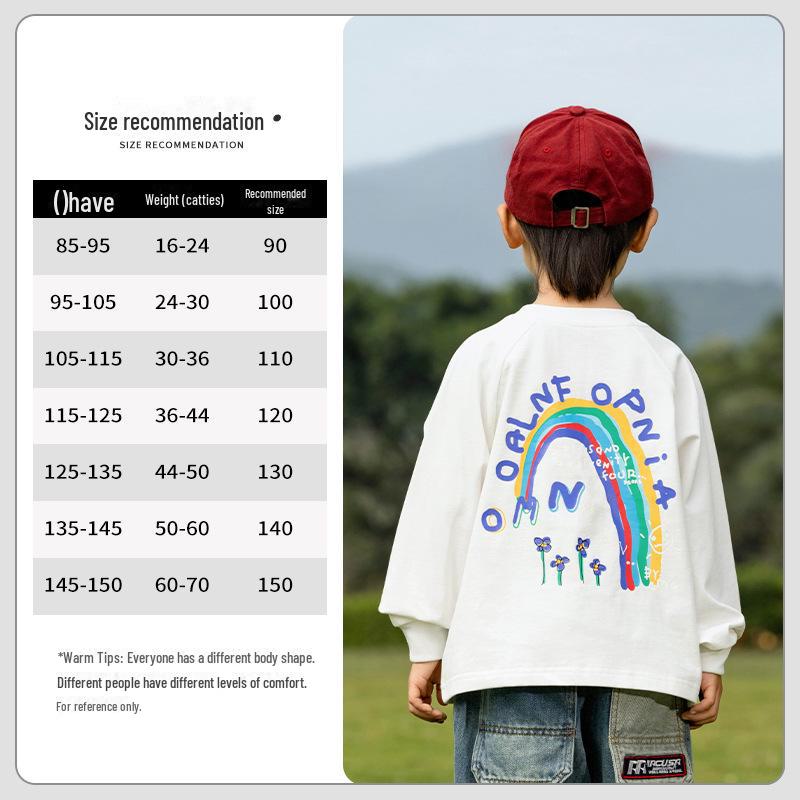 Nausicaa 2025 Spring Rainbow Letter T-shirt for Kids – All-match Loose Top for Boys & Girls