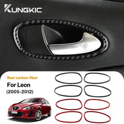 For Seat Leon Altea 2005 2006 2007 2008 2009 2010 2011 2012 LHD RHD Real Soft Carbon Fiber Sticker Car Door Handle Switch Trim