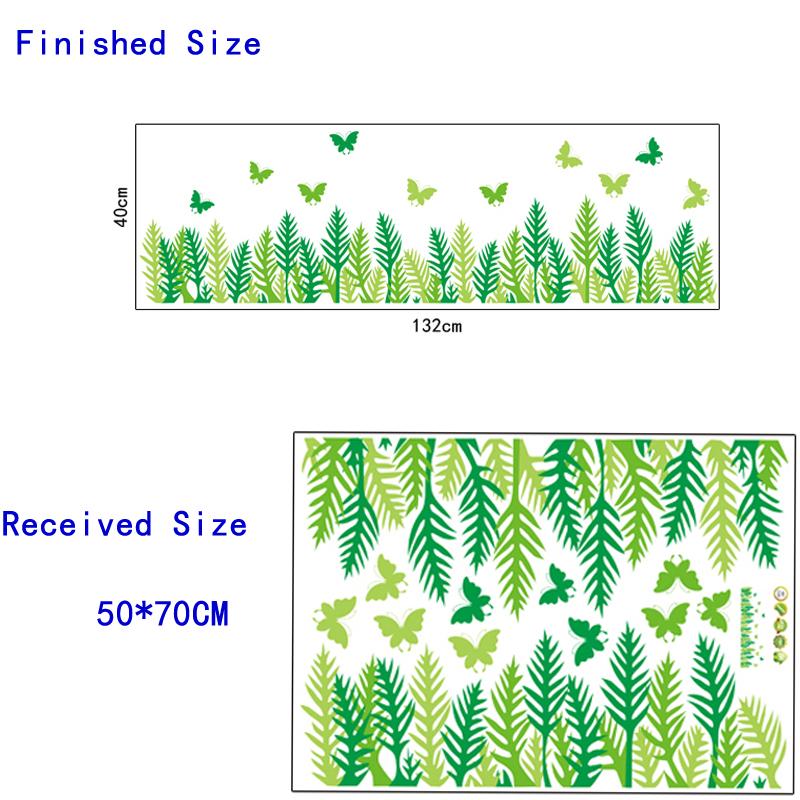 Green Grass Butterfly Foot Line Baseboard Corner Cover Wall Decal Stickers Home Decor