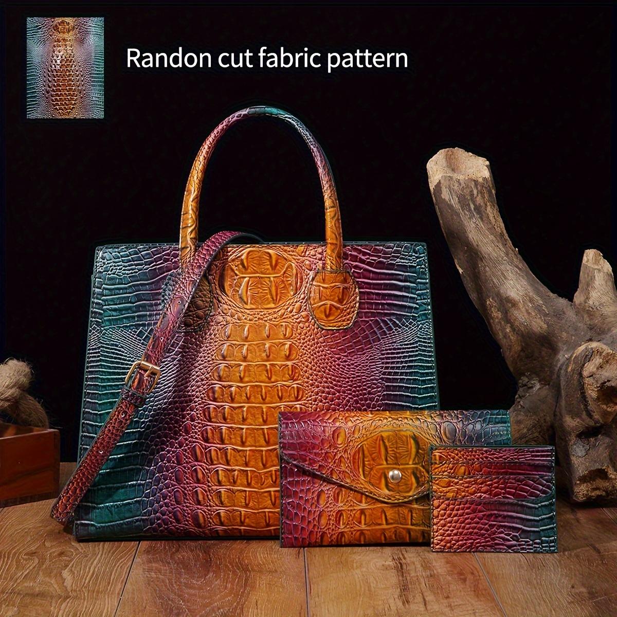 

Комплект из 3 сумок и кошельков с крокодиловым узором, многофункциональная винтажная сумка через плечо с верхней ручкой, деловая сумка-клатч и кошелек для карточек и монет