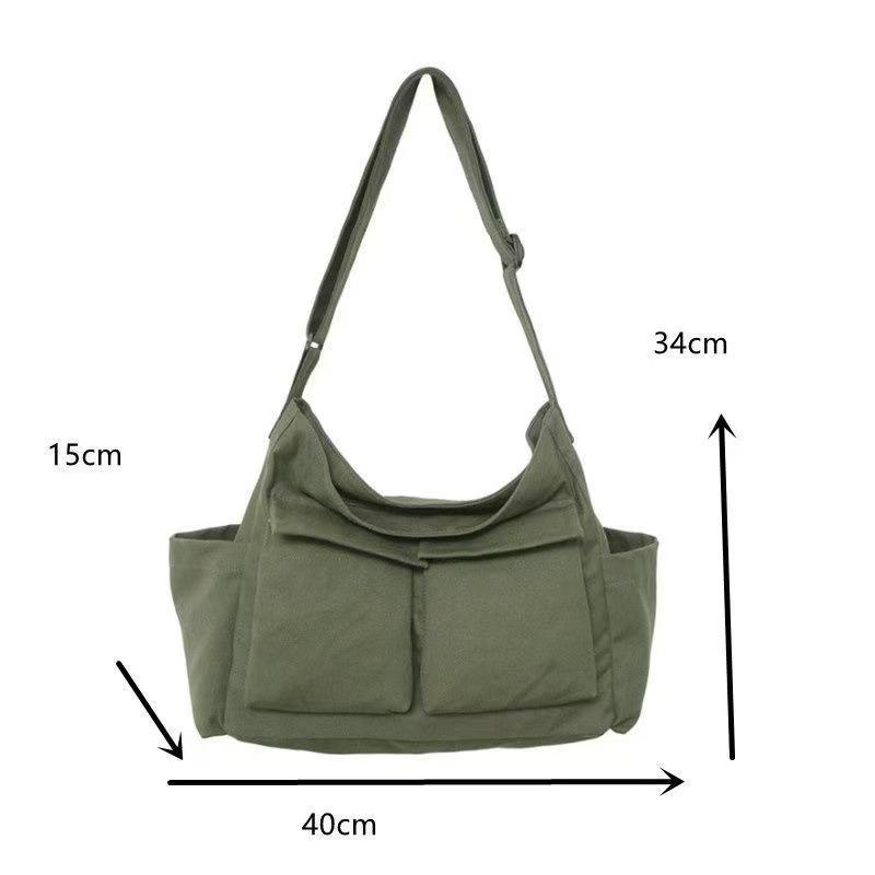 Vintage Workwear Women's Crossbody Canvas Shoulder Bag - Large Capacity Casual Tote