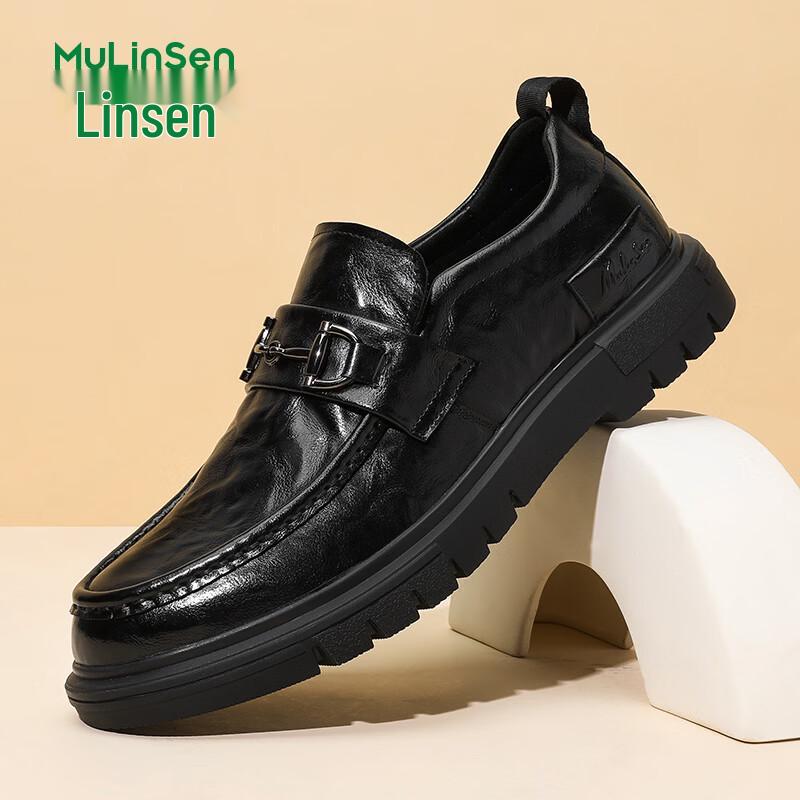 Mulin Sen Men s Thick-Soled Slip-on Casual Loafers 40 чёрный