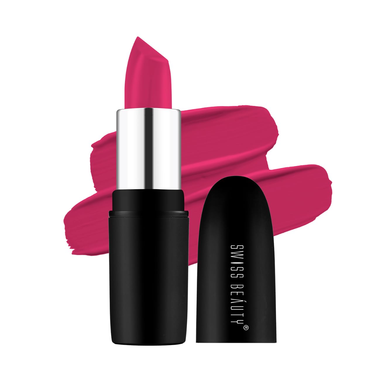 Swiss Beauty Стойкая кремовая помада Pure Matte | Не сушит губы, Высокопигментированная помада | Оттенок - Hot Pink, 3.8 г |