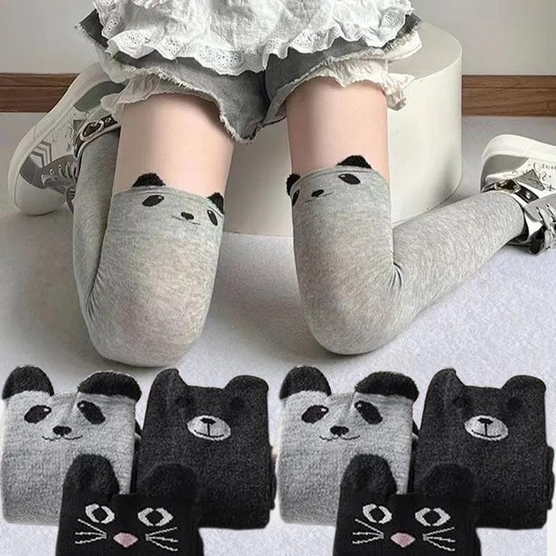 Harajuku Autumn Winter Lolita Kawaii Bear Socks for Woman Cartoon Cat Black Grey Thigh High Stockings Student Long Sock Hosiery