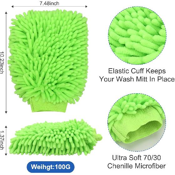 Microfiber Car Wash Mitt Applicator Towel And Car Detailing Brushes Duster Cleaning Kits, Car Wash Mitt Brush & Soft Hair Car Interior Detailing