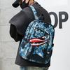 Personalized Graffiti Shark Backpack Korean Version of Male and Female Students Schoolbag Large Capacity Casual Versatile Sports Backpack