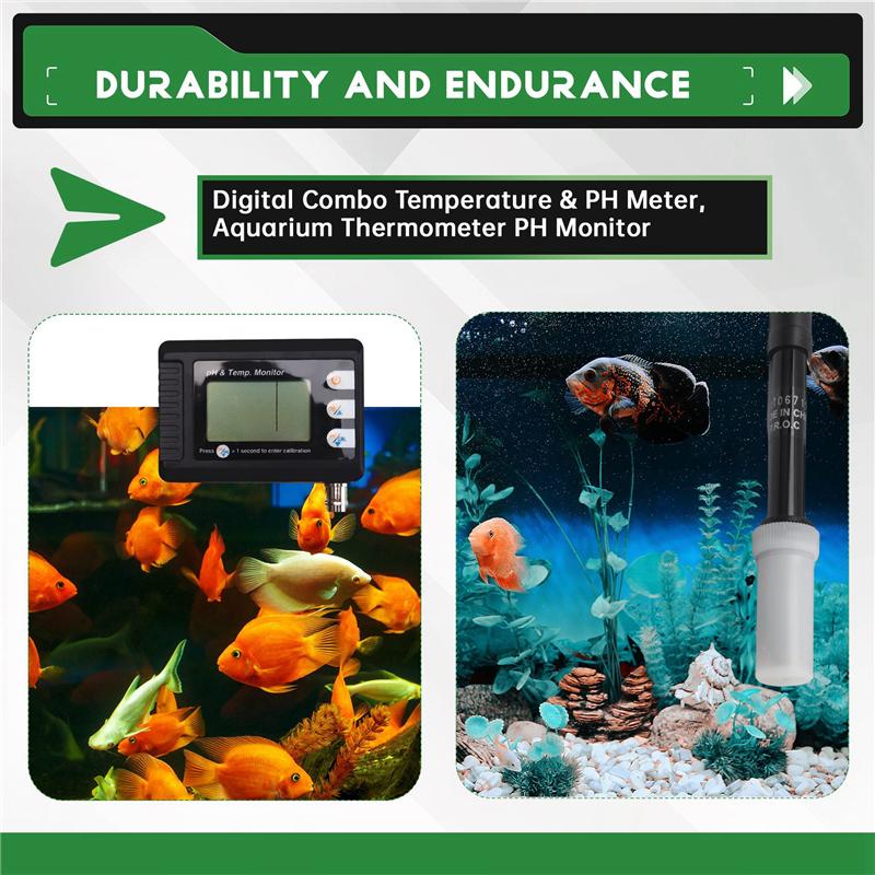 AB34-Combo Digital Combination Temperature& PH Meter, Aquarium Thermometer With Automatic Calibration Function, PH Monitor Syste