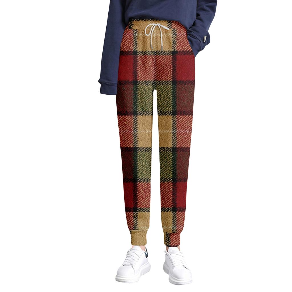 Women's casual fashion home Christmas print plush sweatpants