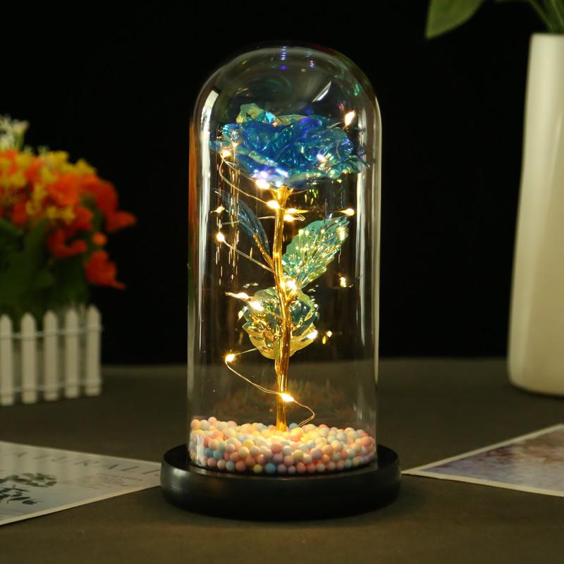 Gold Rose Glass Cover Ornament, Creative Mother's Day Valentine's Day Gift, Simulated Flower Ornament