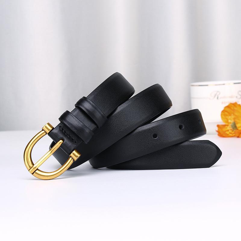 New Minimalist Women'S Belt Leather Fashion Simple Versatile Elegant High Sense First Layer Cowhide Belt Women