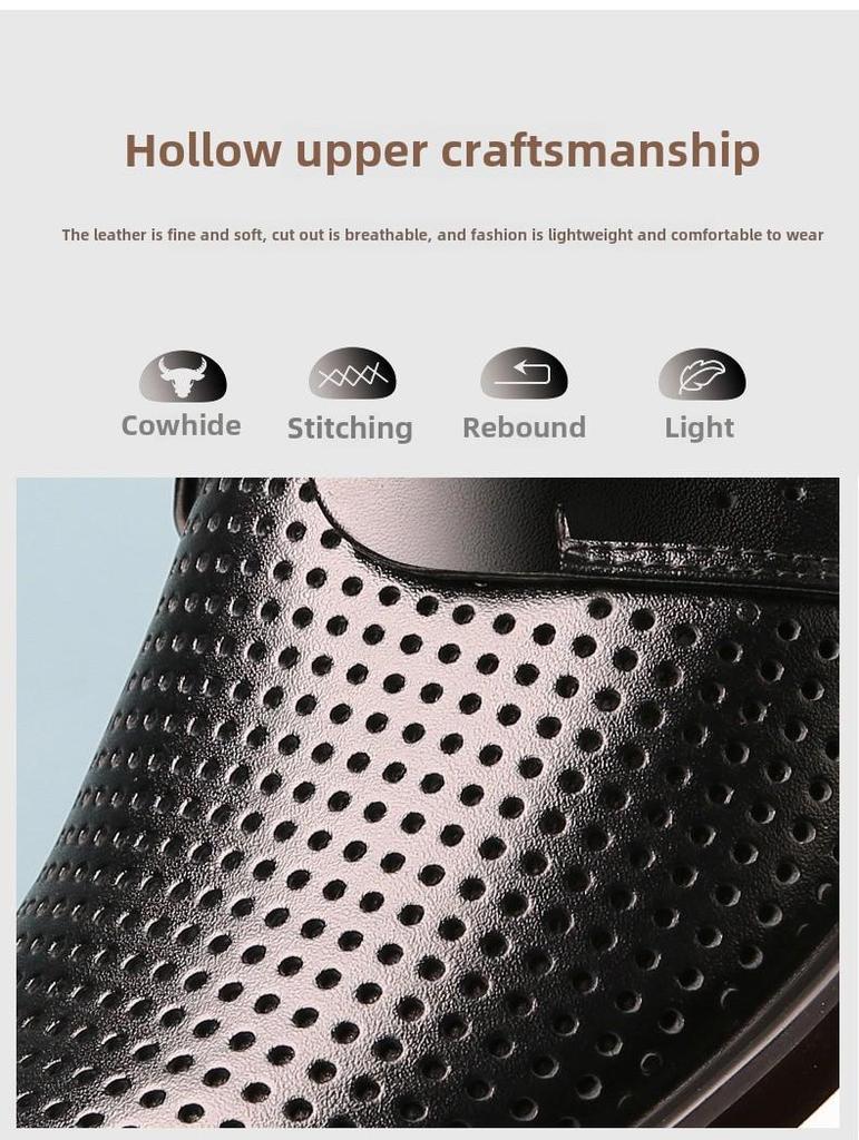 Men's Large Size Breathable Cowhide Leather Formal Shoes, Sizes 45-46, Lace-Up Casual Business Style.