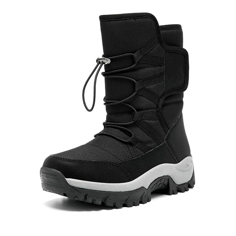 CHRLCK Men's Winter Shoes Waterproof Boots Warm Plush Couple Women Boots Winter Outdoor Anti-Slip Ankle Boots Work Casual Boots