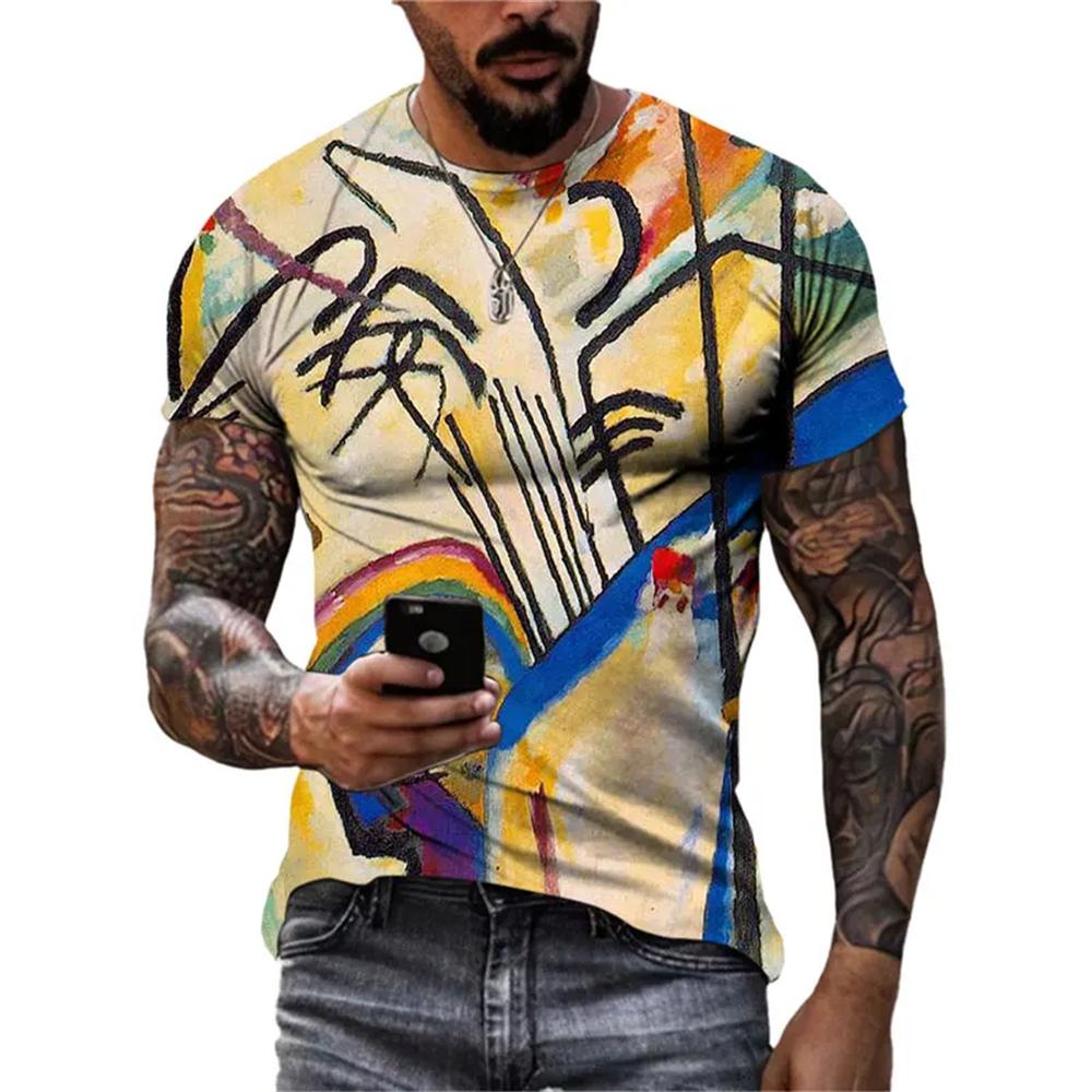 New Abstract Graffiti Street Style Men's T-Shirt 3D Stereo Printing Trend Fashion Harajuku Round Neck Short Sleeve T Shirts Tops